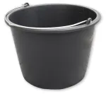 Bradas KTW20 statybinis kibiras 20 L PVC juodas apvalus su metaline lanko rankena ir tūrio skale