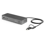 StarTech.com Universali ne&scaron;iojamojo kompiuterio dokų stotelė, hibridinė USB-C ir USB-A, dviguba 4K DP ir HDMI, 100W PD, Mac / Windows / Chrome OS, 4x USB 5Gbps &scaron;akotuvas, GbE
