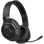 Lorgar Noah 702 (LRG-GHS702) belaidės žaidimų ausinės su mikrofonu, Bluetooth 5.3, USB imtuvas, 3,5 mm AUX, 40 mm dinamikai, 1000 mAh, RGB, juodos