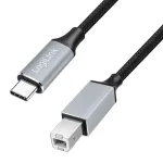 Logilink CU0515 USB 2.0 Type-C kabelis, C/M į B/M, 480 Mbps, nailonas, metalas, juodas/sidabrinis, 2 m