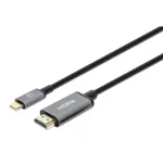 Manhattan 153607 USB-C į HDMI kabelis, ki&scaron;tukas&ndash;ki&scaron;tukas, dvigubai ekranuotas, 2 m, juodas/sidabrinis