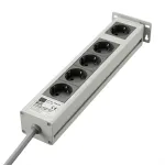 Rittal 7240230 19" spintinis maitinimo lizdų blokas, 1U, apsauga nuo vir&scaron;įtampių su triuk&scaron;mo filtru, 5 lizdai, 230 V/16 A, 2 m