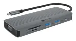 Dokų stotelė ICY BOX IB-DK4040a-CPD &mdash; 10-1 USB-C, HDMI 4K60Hz, VGA, 3&times;USB-A, Gigabit LAN, PD 100W, SD/MicroSD, aliuminis