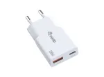 EQUIP 2 prievadų 20W GaN plonas USB PD įkroviklis &ndash; USB-C x1, USB-A x1, įėjimas 100&ndash;240V, maks. i&scaron;ėjimas 12V, baltas