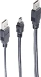 USB laidas ShiverPeaks BS77151 1m 2x USB A Mini-USB B juodas