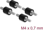 Delock Vibracijos slopintuvas M4 x 0,7 mm D 10 x H 10 mm su 2 i&scaron;oriniais sriegiais, 4 vnt., juodas (60798)
