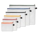 FolderSys 6 dalių dokumentų mai&scaron;elių su užtrauktuku rinkinys - A6, B6, A5, B5, A4, B4 - permatomas