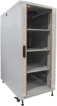 IT-BUDGET 19 inch Network Cabinet SRK - Complete Set - 27U - 600x600 mm - Glass/Solid Steel Door - 4 Active Fans - PDU - Shelves - Flatpack - Light Grey (90ITB19SRK2766GG)