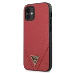 Guess GUHCP12SVSATMLRE Saffiano Hard Case, skirta Apple iPhone 12 Mini &ndash; raudona