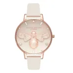 OLIVIA BURTON Moteri&scaron;kas laikrodis OB16GB10 34 mm pilkas blizgantis ciferblatas odinis dirželis