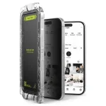 Ringke iPhone 15/16 apsauginis stiklas &bdquo;Privacy Premium Easy Slide&ldquo; grūdintas 9H su montavimo rėmeliu (2 vnt.) permatomas