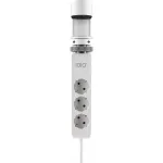 Olympia IOIO SL 3000 3 lizdų ir 2 USB-A ki&scaron;tukinis lizdas prie stalo kra&scaron;to, baltas, 1,5 m laidas