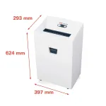 Smulkintuvas HSM Pure 420 &mdash; dalelių pjovimas P-4, 24 cm darbinis plotis, 15 lapų talpa, 35 L krep&scaron;elis, balta