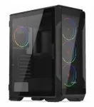 KRUX Heko KRXD001 Midi Tower PC korpusas, ATX/micro-ATX/mini-ITX, permatomas &scaron;oninis skydelis, ARGB, 4x 120 mm ventiliatoriai, vaizdo plok&scaron;tė iki 34 cm, CPU au&scaron;intuvas iki 165 mm, juodas