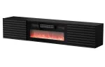 Cama RTV spintelė TULA 183x35x37 juodas matinis + juodas židinys