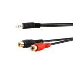 E+P 3,5 mm Jack į 2 RCA lizdų audio adapterio kabelis, 0,2 m, juodas 463450