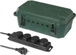 Sygonix SY-5598168 4 lizdų elektros skirstytuvas, &scaron;ilko matinis žalias/juodas, padidinta apsauga nuo prisilietimo, 16 A, 3680 W, 230 V, Schuko