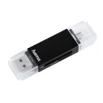 Hama Basic USB 2.0 OTG kortelių skaitytuvas, SD/microSD, juodas