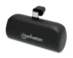 Manhattan ne&scaron;iojamas powerbank su integruotu USB-C ki&scaron;tuku, 5000 mAh, iki 10W i&scaron;vestis, stovelis, juoda, 1 metų garantija