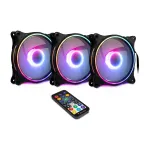 INTER-TECH Argus RGB-Fan Set RS-08 120 mm RGB ventiliatorių komplektas korpusui, 3 vnt., juoda ir balta