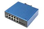 DIGITUS Industrial 8+2 Port L2 Valdomas Gigabit Ethernet Switch 8x GE RJ45 + 2 SFP prievadai