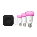 Philips Hue White and Colour Ambience pradinis rinkinys &ndash; 3 E27 i&scaron;maniosios lemputės, reguliatorius, Bridge Pro, Bluetooth / Zigbee