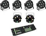 LED grindų rinkinys EUROLITE SLS-7 HCL 4x + LED FE-700 2x su DMX Color Chief valdikliu