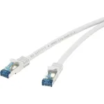 Renkforce 1381760 RJ45 tinklo kabelis, Cat6a S/FTP, 0,5 m, su fiksatoriaus apsauga, liepsną stabdantis, pilkas