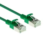ACT Green 0,5 m LSZH U/FTP CAT6A plonas centrinis jungiamasis kabelis su apsauga nuo užkabinimo ir RJ45 jungtimis