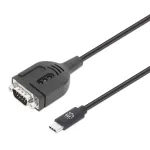 Manhattan USB-C į Serial konverterio kabelis, 1 m, Vyri&scaron;kas į Vyri&scaron;ką, Serial/RS232/COM/DB9, Prolific PL2303GT lustas, Juodas kabelis, Trejų metų garantija