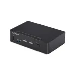 StarTech.com 2 prievadų DisplayPort KVM jungiklis, 4K 60Hz, DP 1.2, EDID valdymas, 2 prievadų USB 3.0 &scaron;akotuvas, 4 USB HID prievadai, TAA atitiktis