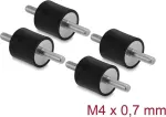 Delock Vibration Damper M4 x 0,7 mm D 15 x H 15 mm su 2 srieginiais kai&scaron;čiais, 4 vnt., juodos spalvos (60799)