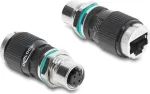 Delock M12 Adapter D-coded 4 Pin Female to RJ45 Female Panel Mount Round Straight