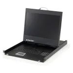 LevelOne KVM-8901DE 19 colių LCD KVM valdymo konsolė, 8x USB-B, 8x VGA, 8x PS/2, DE, juodos spalvos