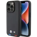 BMW Leather Stamp Tricolor Case, skirta iPhone 15 Pro 6,1 inch juoda