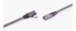 ShiverPeaks USB 3.2 prailginimo laidas 90&deg; kampu lenktas Type-A ki&scaron;tukas į lizdą 0,25 m juodas