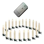 SYNERGY21 LED Xmas Candles 24 dalių rinkinys su nuotolinio valdymo pultu &ndash; &scaron;iltai balta &scaron;viesa, mirgėjimo efektas, laikmatis, reguliatorius, segtukai eglutei