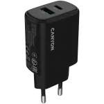 CANYON OnCharge 200 20W 1xPD 1xQC EU Black Wall Charger