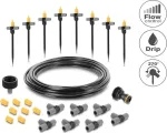 Delock Micro-Drip Set for Pots &ndash; pilnas la&scaron;elinio laistymo rinkinys vazoniniams augalams, 10 augalų, 15 m pagrindinė žarna, reguliuojami la&scaron;intuvai, atsparus UV spinduliams