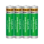 LogiLink LR03RB4 Įkraunamos NiMH AAA baterijos, 4 vnt. lizdinė pakuotė, 800 mAh, 1,2 V, i&scaron; anksto įkrautos, mažas savaiminis i&scaron;sikrovimas