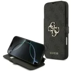 Guess Book 4G Metal Logo dėklas, skirtas iPhone 18 Pro Max / 17 Pro Max, juodas