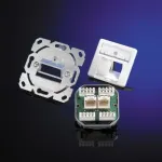 Teleg&auml;rtner AMJ45 8/8 K Up/50 Cat.6A įleidžiama duomenų rozetė, 2x RJ45, ekranuota, perlamutrinė balta RAL 1013 J00020A0501
