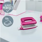 Leitz NeXXt Series WOW metalinis mini skylių mu&scaron;imo įrenginys, rausvas, 2 skylės, 10 lapų, metalinė apdaila 5060-10-23
