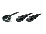TECLINE Y maitinimo skirstytuvas, kampuotas Schuko ki&scaron;tukas į 2x IEC C13 lizdus, 1,8 m, juodas 808410