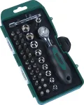 BR&Uuml;DER MANNESMANN 38 dalių galvučių ir antgalių rinkinys, 1/4 inch pavara, reversinė reketinė, CrV plienas 29891