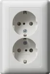 Gira System 55 Schuko elektros lizdas CEE 7/3, 16 A, 250 V, blizgus grynas baltas, su atlenkiamu dangteliu 078327