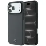Mercedes Leather Semi Wrap with Iconic Line MagSafe dėklas, tinkantis iPhone 18 Pro Max / 17 Pro Max, antracito