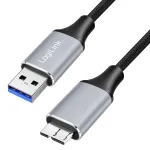 Logilink CU0290 USB 3.0 kabelis, A/M &ndash; Micro-USB/M, 5 Gbps, nailoninis, metalinis, juodas/sidabrinis, 1 m
