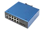 DIGITUS Industrial 8+2-Port Gigabit L2 valdomas Ethernet POE jungiklis 8xGE RJ45 + 2 SFP prievadai IEEE802.3at (30W)