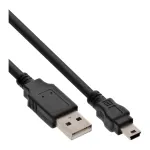 InLine USB 2.0 Mini laidas USB A tipas (vyri&scaron;kas) / Mini B (vyri&scaron;kas), 5 kontaktų, juodas, 3 m